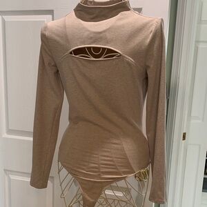 Elegant Tan Long Sleeve Women's Top